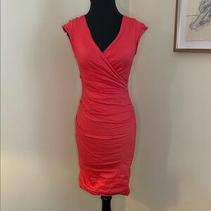 Nicole Miller Artelier Red Metal Orange Short Sleeve Wrap Dress-Size 6